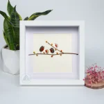 Personalised Bird Family Pebble Art, Pebble Art Family Picture, Gift for Wife, With Birds Framed Wall, New Home Gift, Family of Three Gift