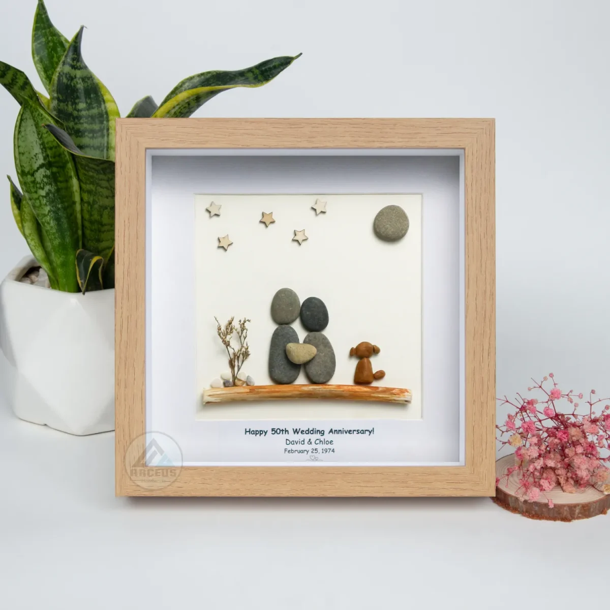 Personalized Anniversary Pebble Art, 25th 30th Anniversary Pebble Art, Gift for Parents, Silver Wedding Pebble Art, Spouse, Pebble Art Gift - Image 5