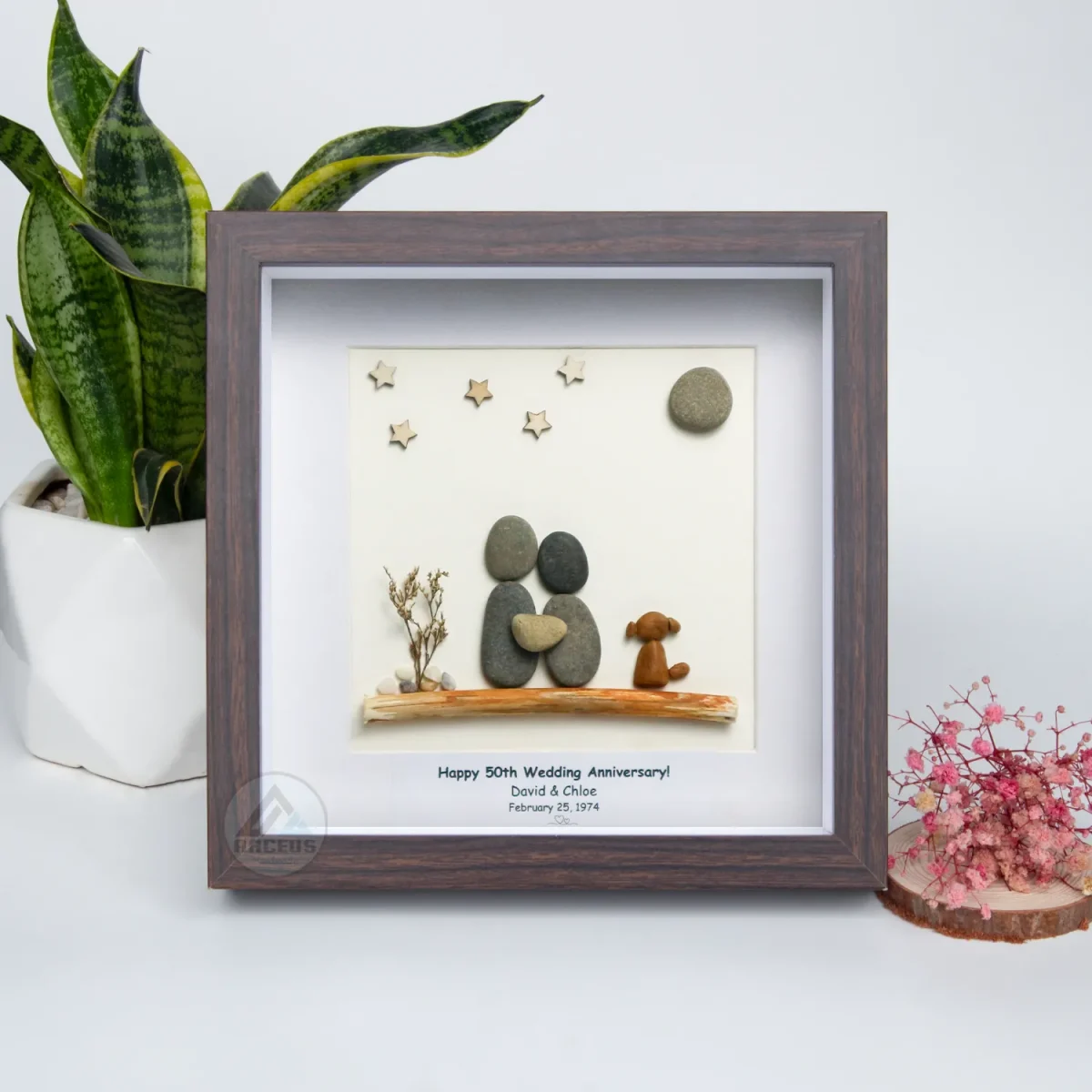 Personalized Anniversary Pebble Art, 25th 30th Anniversary Pebble Art, Gift for Parents, Silver Wedding Pebble Art, Spouse, Pebble Art Gift - Image 4