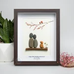 Personalised Couple and Dog Pebble Art, Gift for Wedding, Bird Bridal Shower Engagement, Pebble Art Gift, Pebble Painting, Pebble Art Gift - Image 4