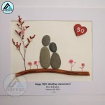 Personalized Golden Anniversary Pebble Art, Golden Anniversary Gift, 50th Anniversary Pebble Art, Golden Wedding Gift For Husband, Parents - Image 2