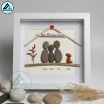 Personalized Family Pebble Art, Gifts for Family, New Home Gifts, Dog Lover Gift, Family With Pet Pebble Gifts, Customized Pebble Art Gift