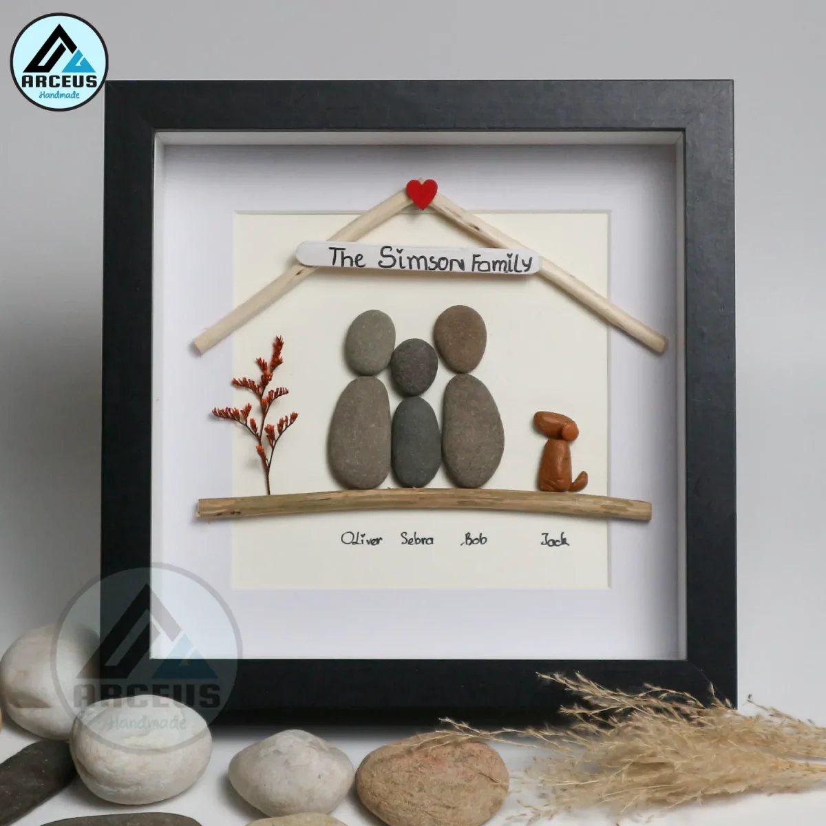 Personalized Family Pebble Art, Gifts for Family, New Home Gifts, Dog Lover Gift, Family With Pet Pebble Gifts, Customized Pebble Art Gift - Image 4