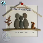 Personalized Family Pebble Art, Gifts for Family, New Home Gifts, Dog Lover Gift, Family With Pet Pebble Gifts, Customized Pebble Art Gift - Image 2