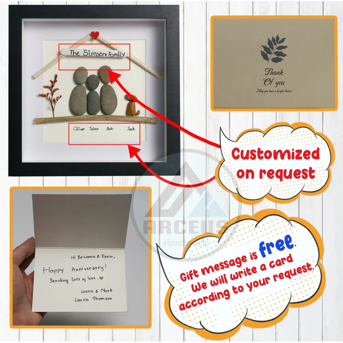 Personalized Family Pebble Art, Gifts for Family, New Home Gifts, Dog Lover Gift, Family With Pet Pebble Gifts, Customized Pebble Art Gift - Image 3