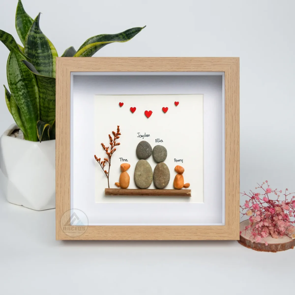 Personalised Couple With Dogs Pebble Art, Anniversary Wedding Pebble Painting, Gift for Housewarming, Pebble Art Gift for Anniversary - Image 5