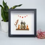 Personalised Couple With Dogs Pebble Art, Anniversary Wedding Pebble Painting, Gift for Housewarming, Pebble Art Gift for Anniversary - Image 2