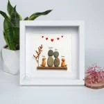 Personalised Couple With Dogs Pebble Art, Anniversary Wedding Pebble Painting, Gift for Housewarming, Pebble Art Gift for Anniversary