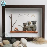 Personalised Bear Family Together Pebble Art, Pebble Art Family Picture, With Bears Framed Wall, New Home Gift, Pebble Art Gift, Pebble Frame - Image 5