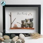 Personalised Bear Family Together Pebble Art, Pebble Art Family Picture, With Bears Framed Wall, New Home Gift, Pebble Art Gift, Pebble Frame - Image 4