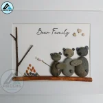 Personalised Bear Family Together Pebble Art, Pebble Art Family Picture, With Bears Framed Wall, New Home Gift, Pebble Art Gift, Pebble Frame - Image 2