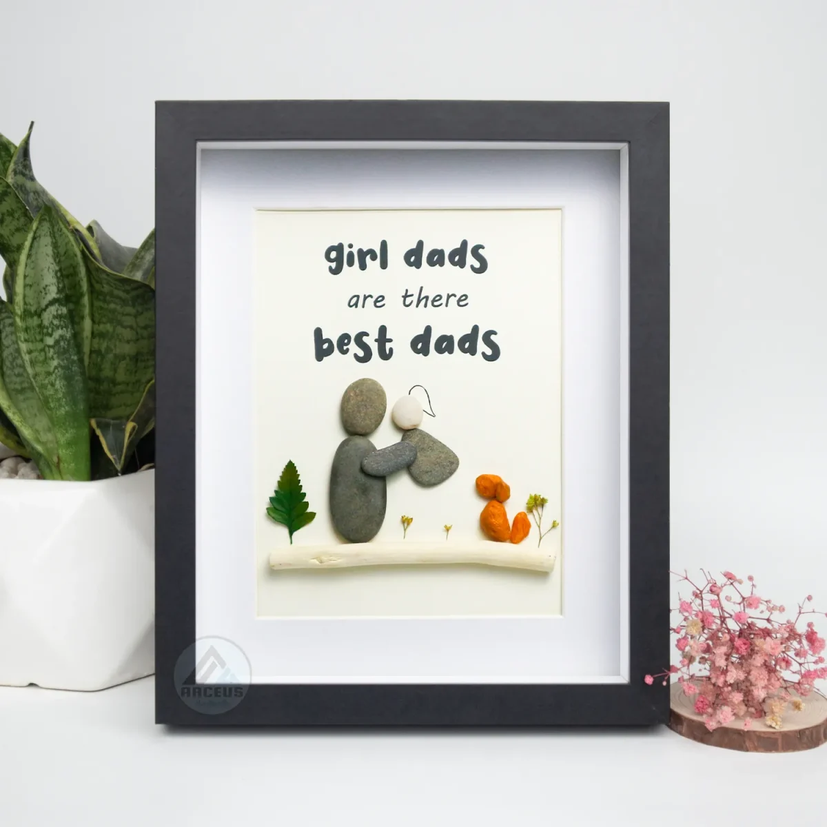 Personalised Girl Dad Are There Best Dad Pebble Art, Gift for Dad, Gift for Dad Girl, Gift for Father's Day, Pebble Art Gift, Pebble Frame - Image 5