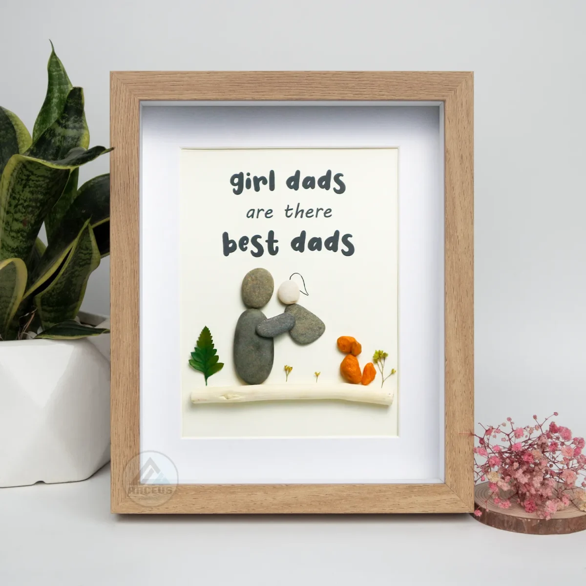 Personalised Girl Dad Are There Best Dad Pebble Art, Gift for Dad, Gift for Dad Girl, Gift for Father's Day, Pebble Art Gift, Pebble Frame - Image 2