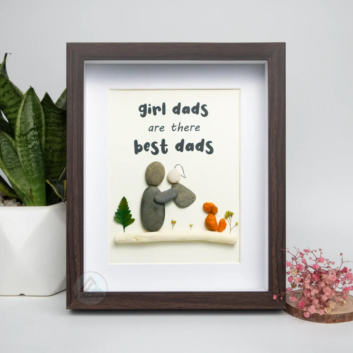 Personalised Girl Dad Are There Best Dad Pebble Art, Gift for Dad, Gift for Dad Girl, Gift for Father's Day, Pebble Art Gift, Pebble Frame - Image 4
