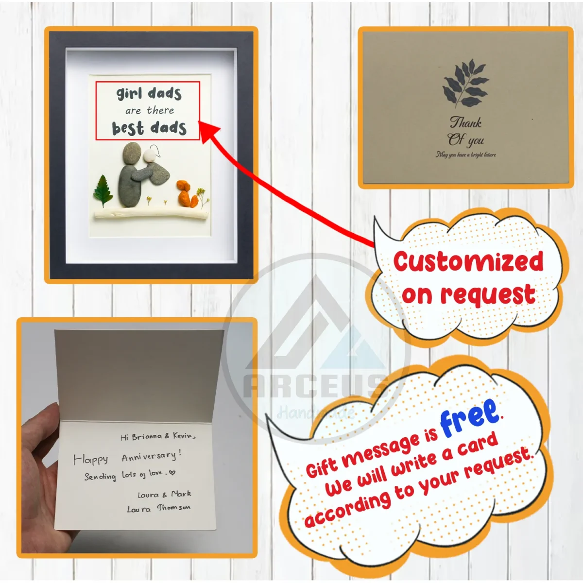 Personalised Girl Dad Are There Best Dad Pebble Art, Gift for Dad, Gift for Dad Girl, Gift for Father's Day, Pebble Art Gift, Pebble Frame - Image 3