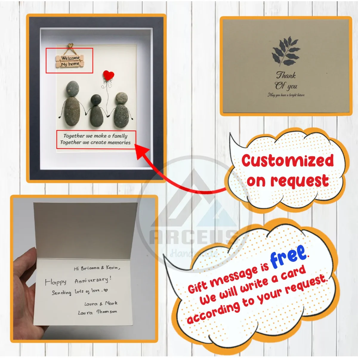 Personalized Family Pebble Art, Together We Make Family Art Frame, Family Pebble Art, Gift For Friend, New Home Gifts, Best Home Gifts - Image 3