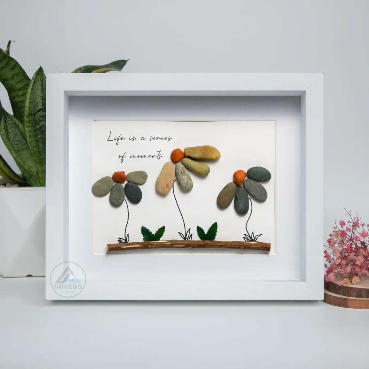 XNJPG AMZ00156-04 Personalised Flowers Pebble Art, Beautiful Sunflowers Pebble Art, Gift for Nature Lovers, Pebble Painting, Pebble Art Gift, Gift for Family - Image 1