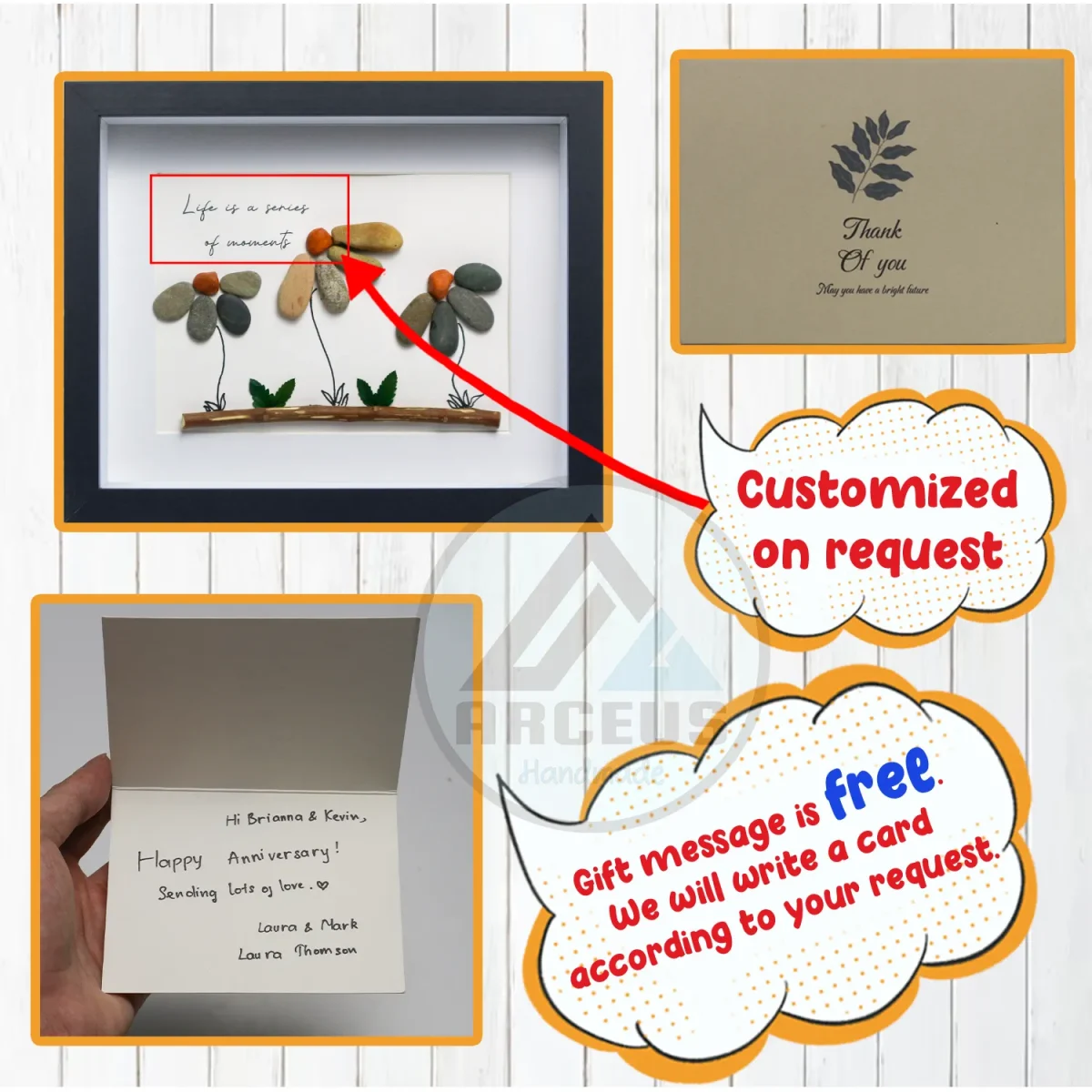 Personalised Flowers Pebble Art, Beautiful Sunflowers Pebble Art, Gift for Nature Lovers, Pebble Painting, Pebble Art Gift, Gift for Family - Image 6