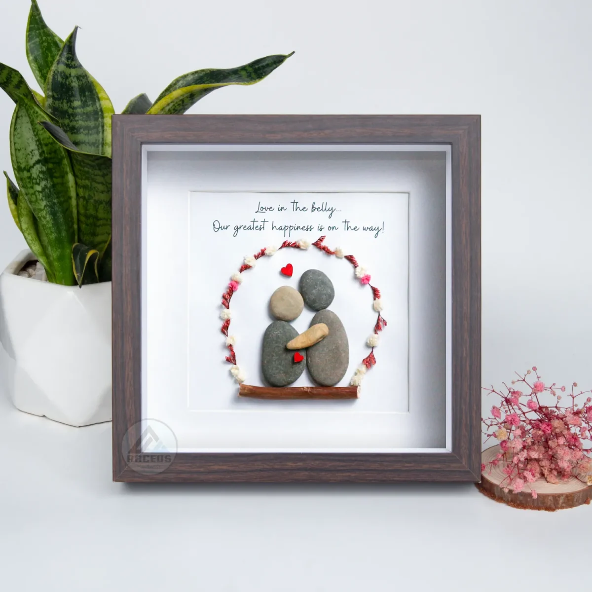 Personalised Expecting Parents Pebble Art, Gift Pregnancy Announcement, Family Pebble Art, Gift for Expecting Parents, Pebble Art Gift - Image 4
