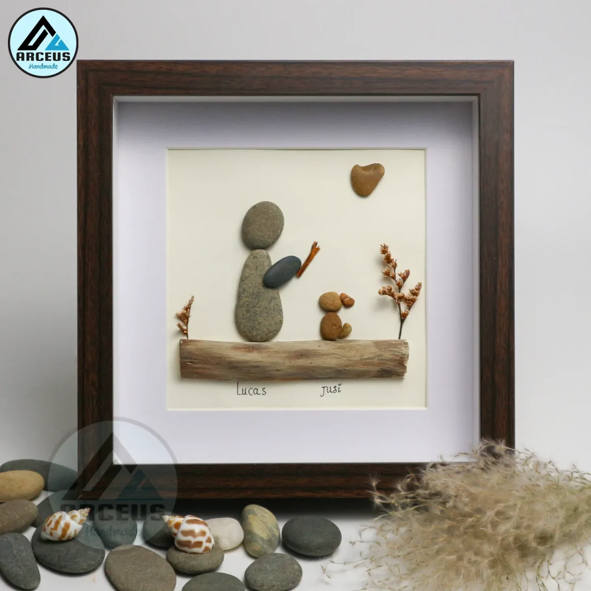 Personalized Pet Pebble Art, Man Playing with Dog, Gift for Dog Lovers, Custom Pet Pebble Painting, Pebble Art Gift, Gift for Family - Image 5