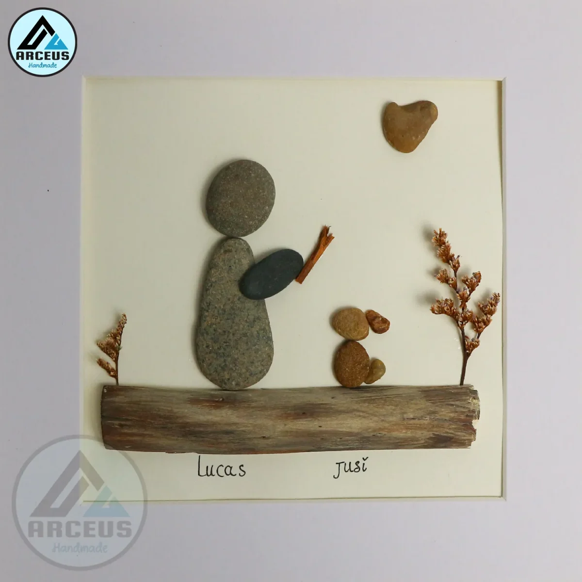 Personalized Pet Pebble Art, Man Playing with Dog, Gift for Dog Lovers, Custom Pet Pebble Painting, Pebble Art Gift, Gift for Family - Image 2