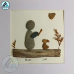 Personalized Pet Pebble Art, Man Playing with Dog, Gift for Dog Lovers, Custom Pet Pebble Painting, Pebble Art Gift, Gift for Family - Image 2