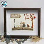 Personalised Couple with Dog Pebble Art, Wedding Anniversary Pebble Art, Pebble Art Gift, Gift for Couple, Wedding Keepsake Pebble Art - Image 5