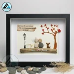 Personalised Couple with Dog Pebble Art, Wedding Anniversary Pebble Art, Pebble Art Gift, Gift for Couple, Wedding Keepsake Pebble Art - Image 4