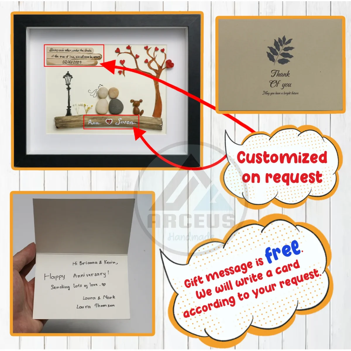 Personalised Couple with Dog Pebble Art, Wedding Anniversary Pebble Art, Pebble Art Gift, Gift for Couple, Wedding Keepsake Pebble Art - Image 3