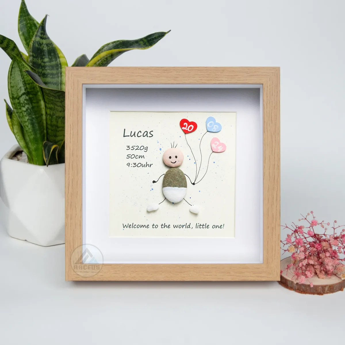 Personalised New Baby Pebble Art, Family Pebble Art, New Baby Gift, Baby Boy Girl Pebble Painting, Pebble Art Gift, Happy Baby Pebble Art - Image 5