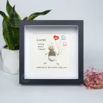 Personalised New Baby Pebble Art, Family Pebble Art, New Baby Gift, Baby Boy Girl Pebble Painting, Pebble Art Gift, Happy Baby Pebble Art - Image 2