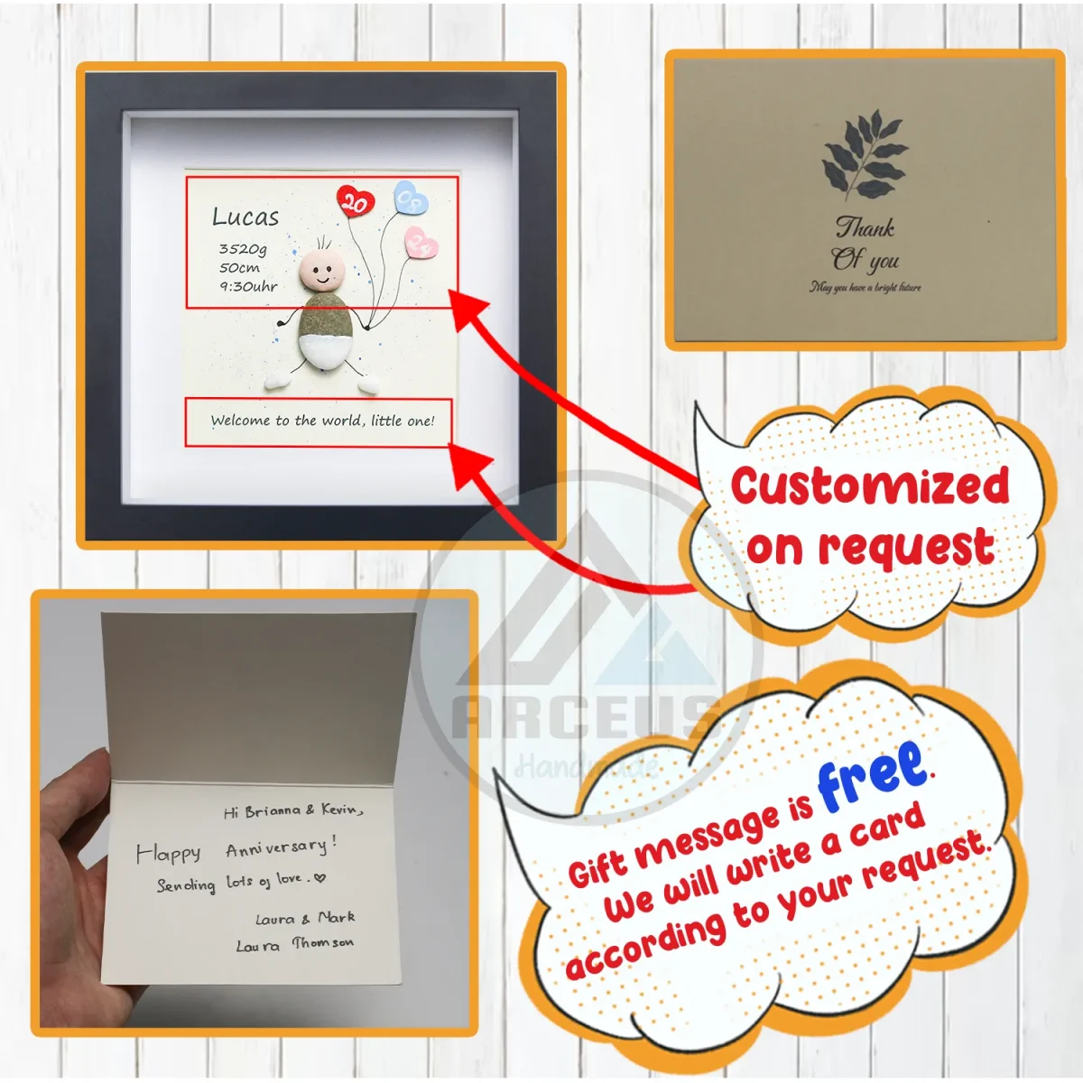 Personalised New Baby Pebble Art, Family Pebble Art, New Baby Gift, Baby Boy Girl Pebble Painting, Pebble Art Gift, Happy Baby Pebble Art - Image 3