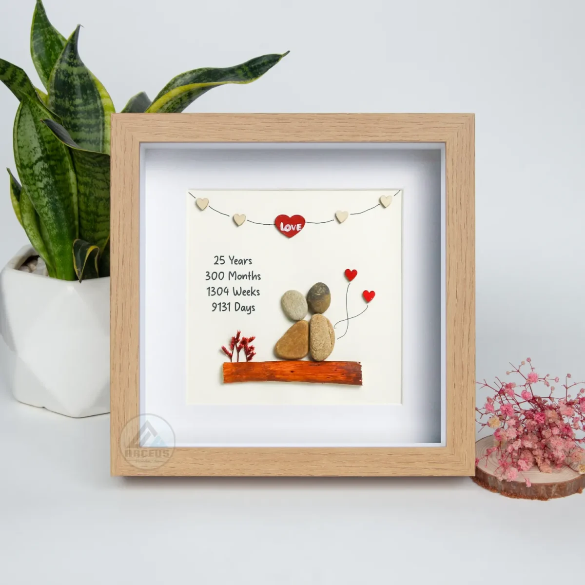 Personalized Anniversary Pebble Art, Counting The Days Together Pebble Art, Gift for Parents, Gift For Couple, Spouse, Pebble Art Gift - Image 5