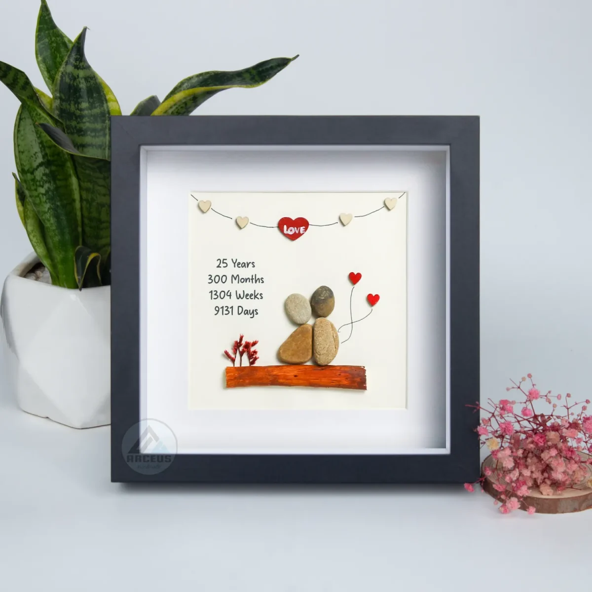 Personalized Anniversary Pebble Art, Counting The Days Together Pebble Art, Gift for Parents, Gift For Couple, Spouse, Pebble Art Gift - Image 2