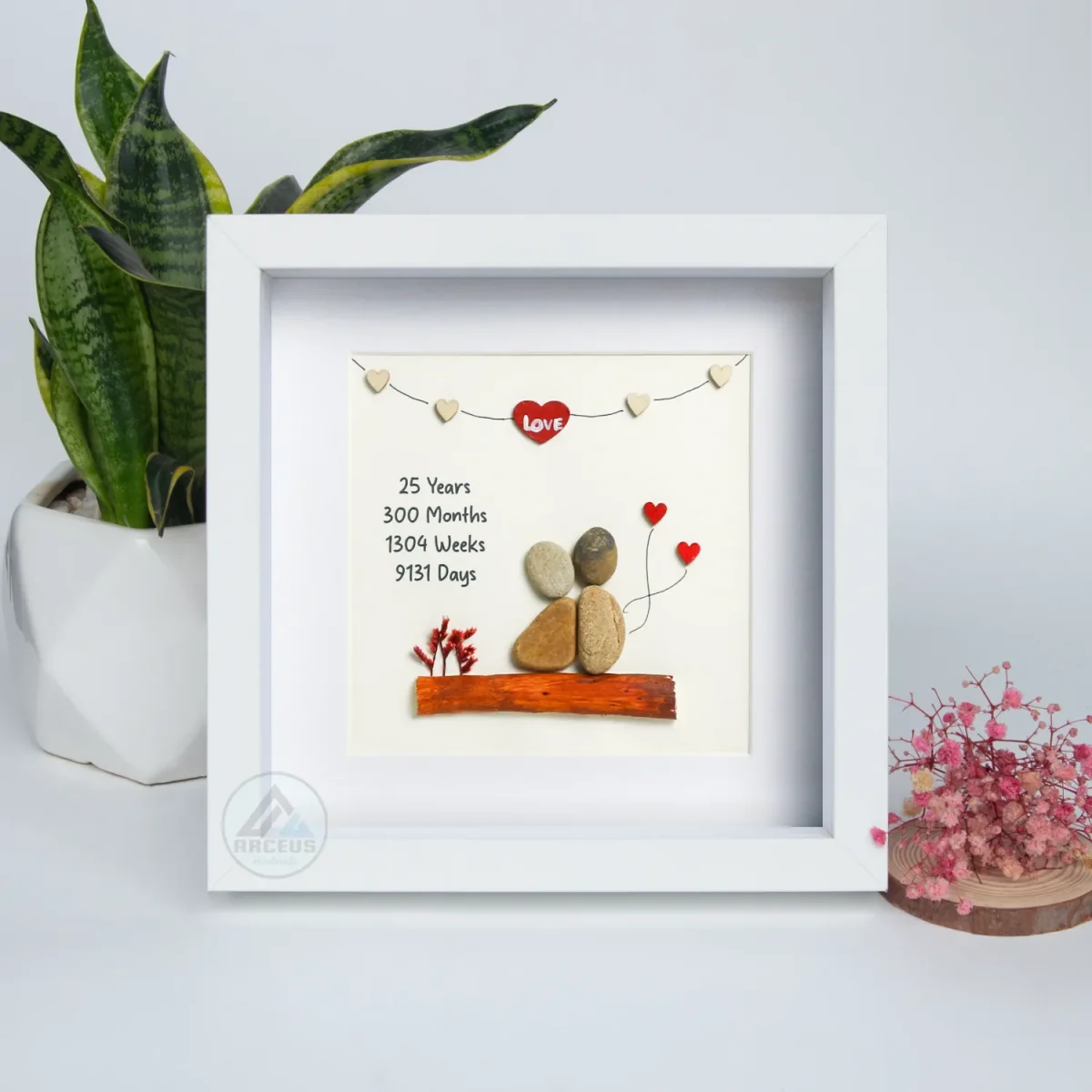 Personalized Anniversary Pebble Art, Counting The Days Together Pebble Art, Gift for Parents, Gift For Couple, Spouse, Pebble Art Gift - Image 1