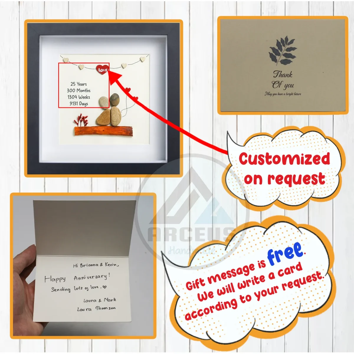 Personalized Anniversary Pebble Art, Counting The Days Together Pebble Art, Gift for Parents, Gift For Couple, Spouse, Pebble Art Gift - Image 3