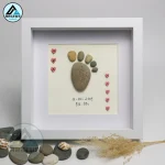 Personalised Baby Boy Pebble Art, Baby Feet Pebble Art, New Baby Gift, Newborn Pebble Painting, Gift for Baby Shower, Pebble Art Gift