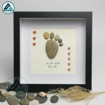 Personalised Baby Boy Pebble Art, Baby Feet Pebble Art, New Baby Gift, Newborn Pebble Painting, Gift for Baby Shower, Pebble Art Gift - Image 2