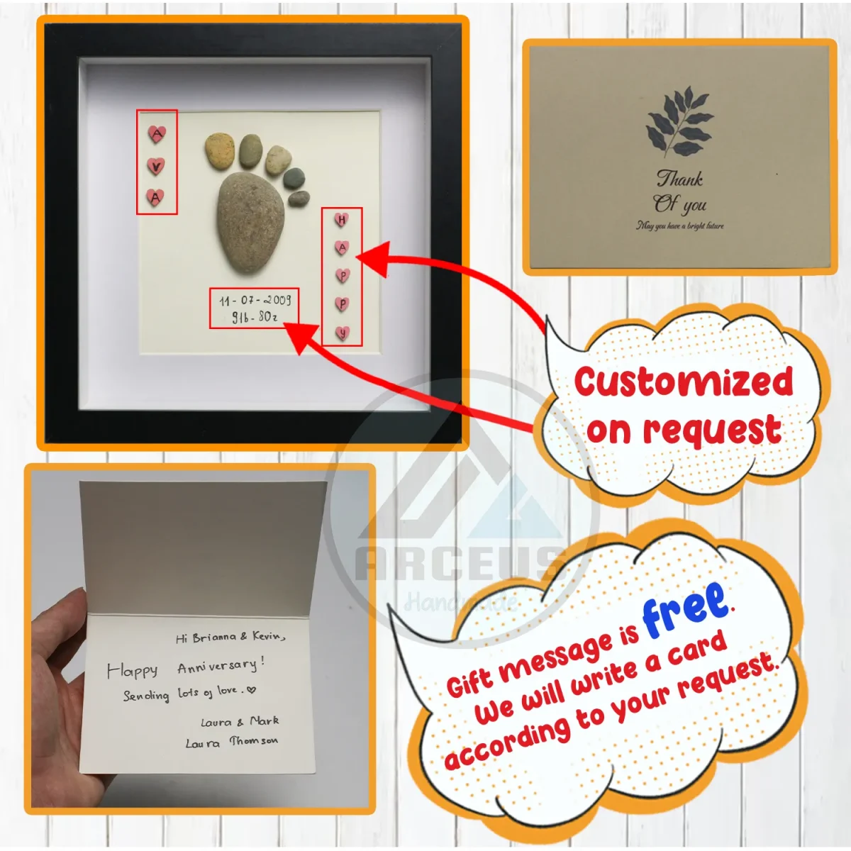 Personalised Baby Boy Pebble Art, Baby Feet Pebble Art, New Baby Gift, Newborn Pebble Painting, Gift for Baby Shower, Pebble Art Gift - Image 3