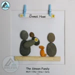 Personalised Sweet Home Pebble Art, Happy Family Pebble Art, New Home Gift, Gift for Family, Family Pebble Frame, Pebble Art Gift - Image 2