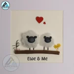 Sheep Pebble Art, Handmade Beautiful Framed Art - "Ewe and Me" Sheep Pebble Picture,Couple Gift, Personalised Gift - Image 2