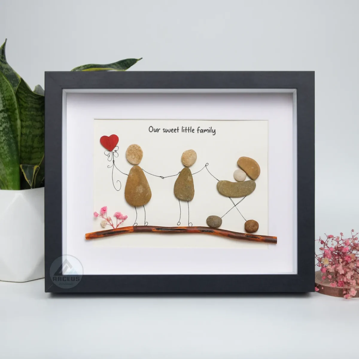 Personalized Family Pebble Art, Our Sweet Little Family Pebble Gifts, Gifts for Family, New Home Gifts, Customized Pebble Art Gift - Image 5