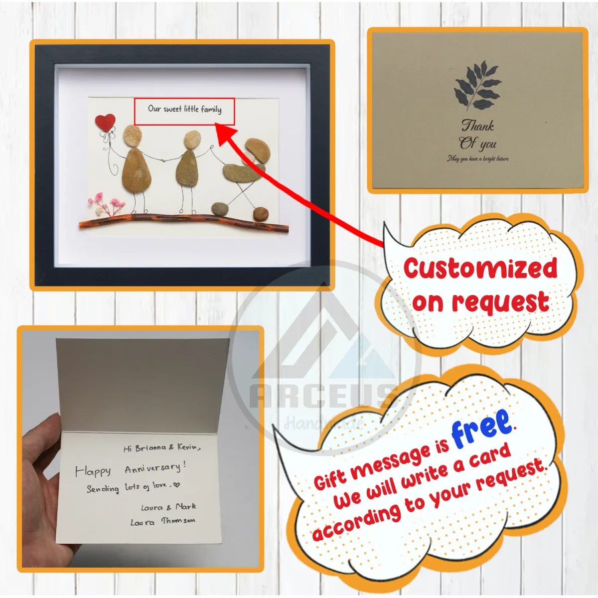 Personalized Family Pebble Art, Our Sweet Little Family Pebble Gifts, Gifts for Family, New Home Gifts, Customized Pebble Art Gift - Image 3