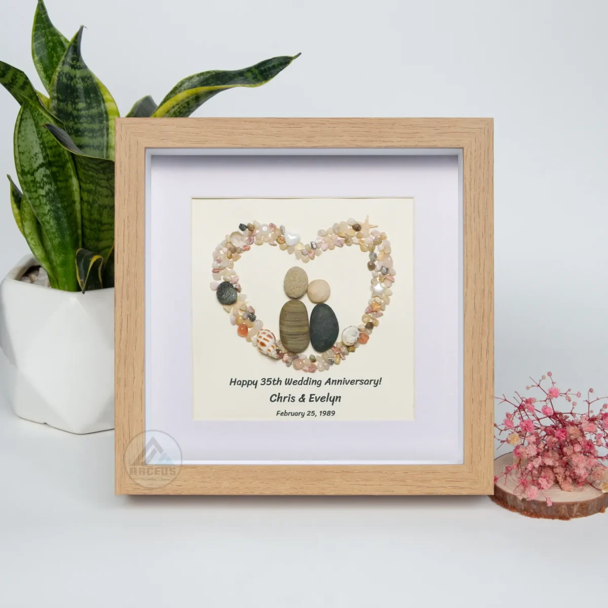 Personalized Happy 35th Wedding Anniversary, Anniversary Pebble Art, Custom Pebble Art Gift, Mr & Mrs Pebble Art, Couple Pebble Art - Image 5