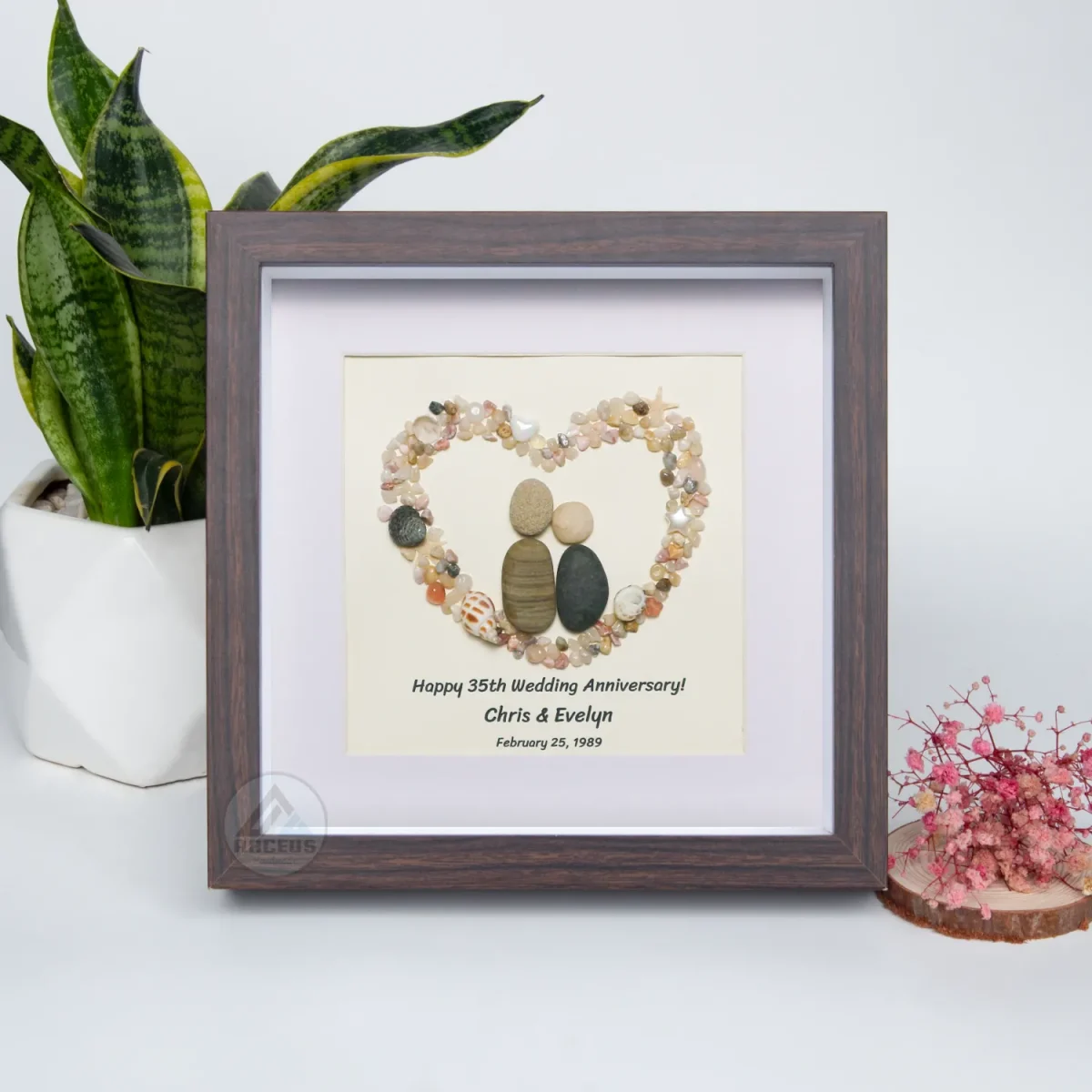 Personalized Happy 35th Wedding Anniversary, Anniversary Pebble Art, Custom Pebble Art Gift, Mr & Mrs Pebble Art, Couple Pebble Art - Image 4