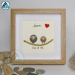 Sheep Pebble Art, Handmade Beautiful Framed Art - "Ewe and Me" Sheep Pebble Picture,Couple Gift, Personalised Gift - Image 4