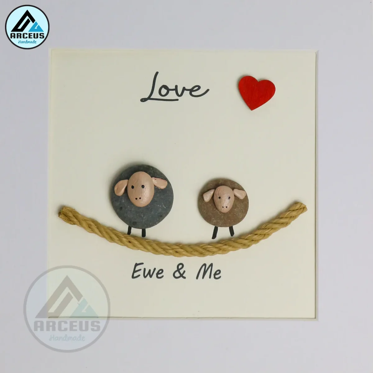 Sheep Pebble Art, Handmade Beautiful Framed Art - "Ewe and Me" Sheep Pebble Picture,Couple Gift, Personalised Gift - Image 2