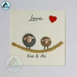Sheep Pebble Art, Handmade Beautiful Framed Art - "Ewe and Me" Sheep Pebble Picture,Couple Gift, Personalised Gift - Image 2
