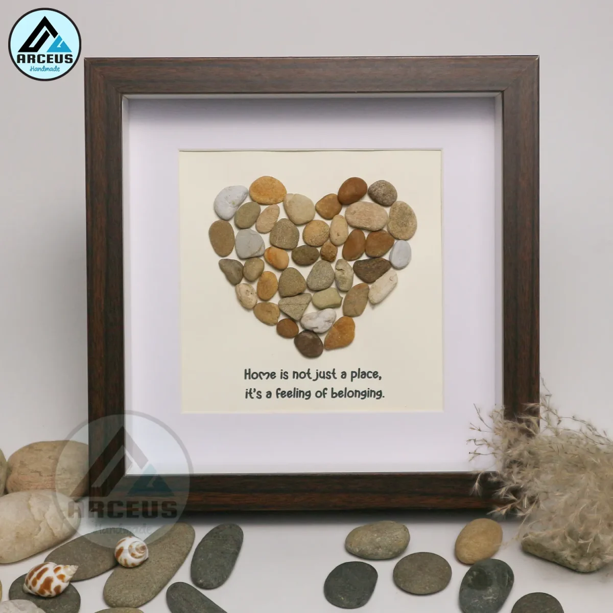Personalized Heart Pebble Art for Home Decor | Family Love Quote | Unique Handmade Gift | Rustic Stone Heart Decoration - Image 6