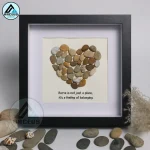 Personalized Heart Pebble Art for Home Decor | Family Love Quote | Unique Handmade Gift | Rustic Stone Heart Decoration - Image 4